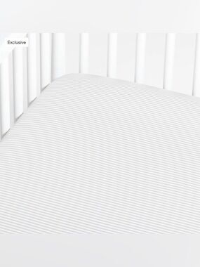 Comfy Tee Whisper Stripe Grey 100% Organic Cotton Jersey Baby Crib Fitted Sheet